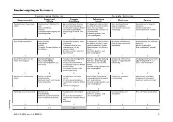 Beurteilungsbogen TEXTARBEIT