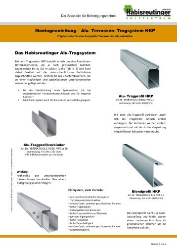 Montageanleitung für Alu-Terrassen