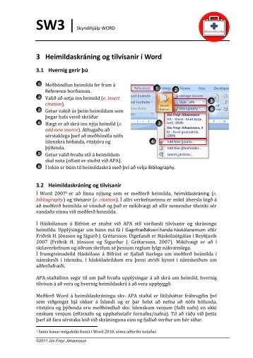 SW3 Heimildaskráning í Word - jonfreyr.com