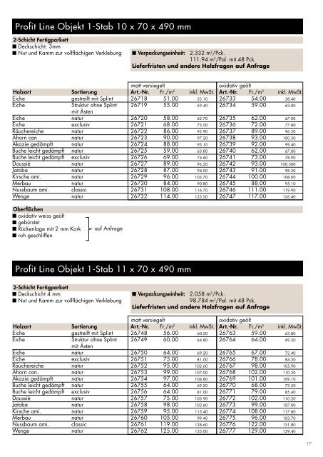 Fussbodenpreisliste 2011 - Basislager 8