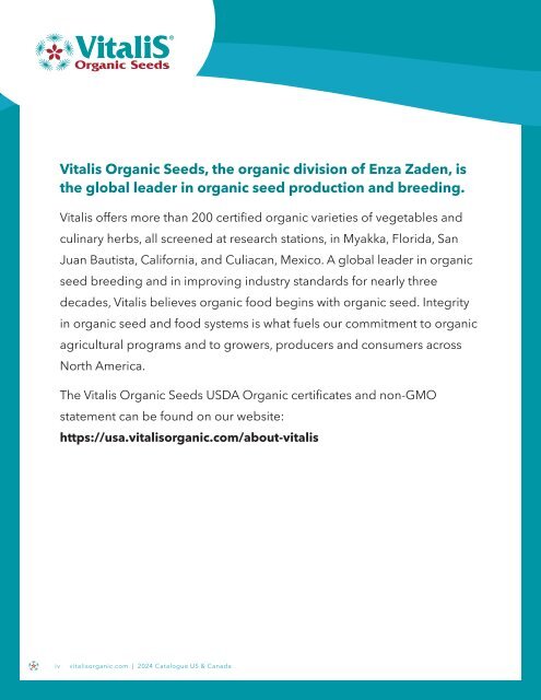 Vitalis Seed Catalogue USA and Canada 2024