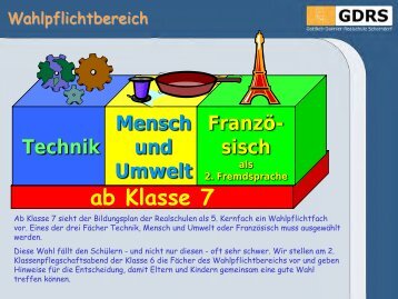 ab Klasse 7 Technik Mensch und Umwelt Franzö- sisch als 2 ...