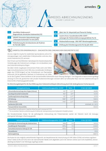 amedes Abrechnungsnews Ausgabe Januar 2022