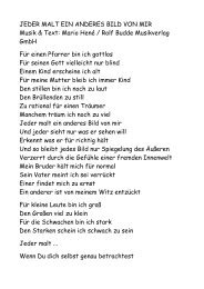 JEDER MALT EIN ANDERES BILD VON MIR Musik & Text: Mario ...