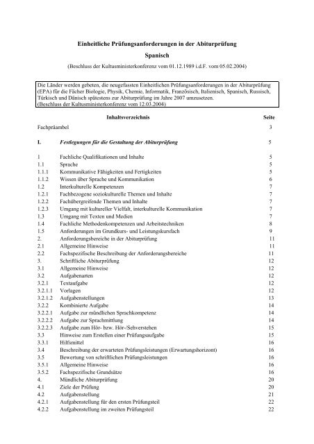 EPA Spanisch - Kultusministerkonferenz KMK