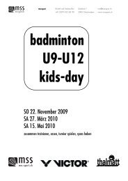 Einladung zum 3. badminton U9-U12 kids-day vom Samstag, 15 ...