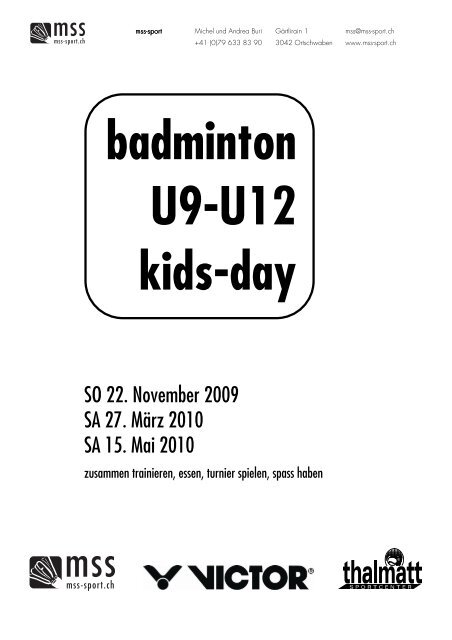 Einladung zum 3. badminton U9-U12 kids-day vom Samstag, 15 ...