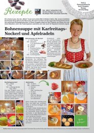 Bohnensuppe mit Karfreitags-Nockerl und Apfelradeln