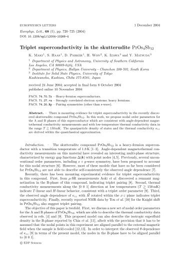 Triplet superconductivity in the skutterudite PrOs4Sb12