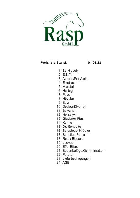 Rasp Sortiment + Preise 02:2022