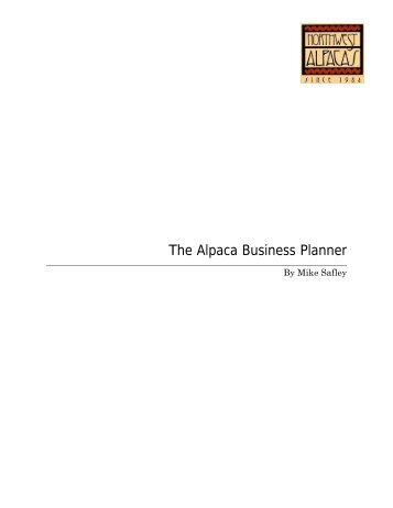 The Alpaca Business Planner - PDF - Northwest Alpacas