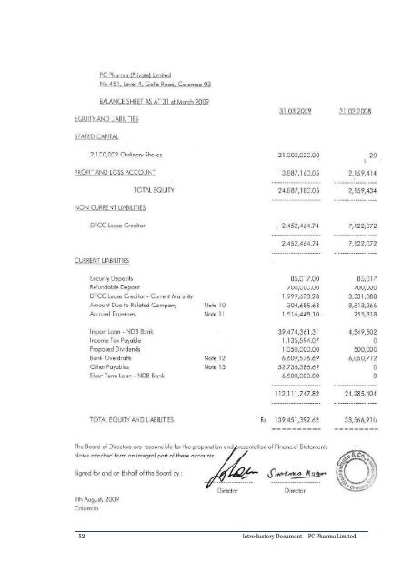 PC Pharma Limited - Colombo Stock Exchange