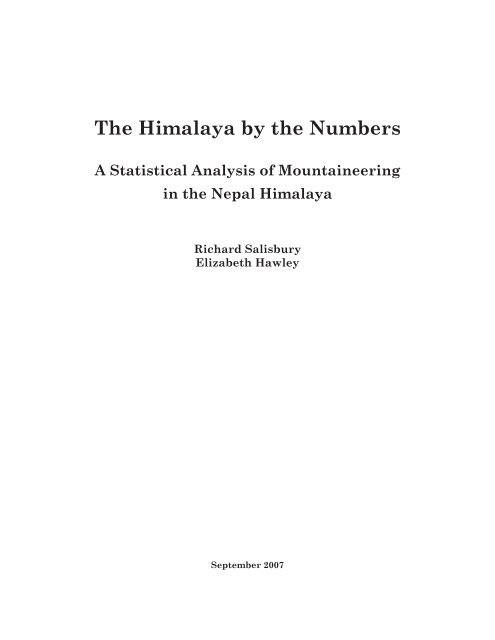 The Himalaya by the Numbers: A Statistical Analysis - Himalayan ...