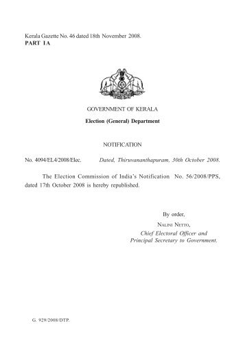 Gaz. 46 - G-929 - Kerala Gazette - Government of Kerala
