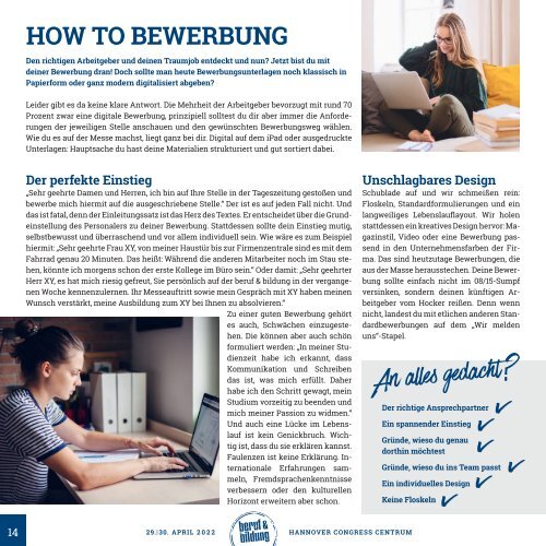 MesseMagazin zur 31. beruf und bildung am 29./30. April 2022 im HCC Hannover