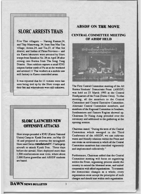 "Dawn" News Bulletin, Vol.4 No.3 April - Online Burma Library