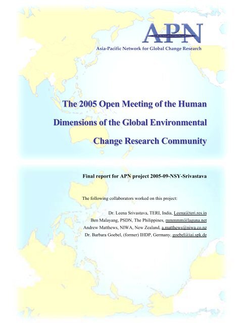 The 2005 Open Meeting of the Human Dimensions of the Global ...