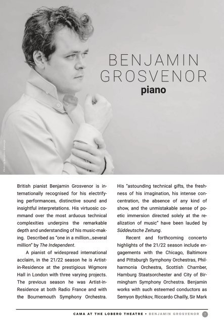 CAMA's Masterseries Presents Benjamin Grosvenor, piano ⫽ Friday, March 18, 2022 ⫽ Lobero Theatre, Santa Barbara ⫽ 7:30PM