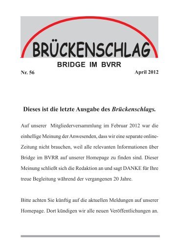 Bezirks - Simultanturniere 2012 - Bridgeverband Rhein-Ruhr eV