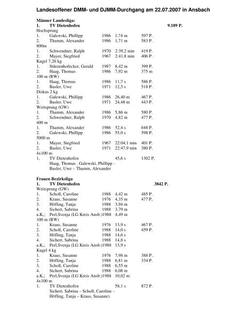 Landesoffener DMM- und DJMM-Durchgang am 22.07.2007 in ...