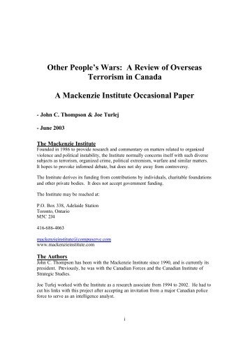 Other People's Wars: A Review of Overseas Terrorism in ... - Edocr