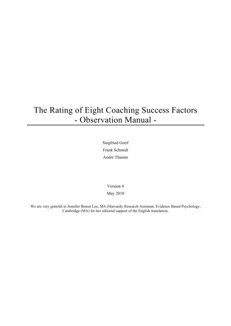 Rating Of Coaching Success Factors Version4-May 2010