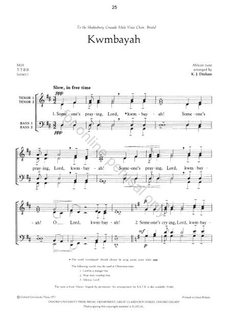Choral titles for Lower voices sampler