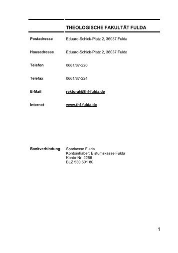 Vorlesungsverzeichnis WS 2012/13 - Theologische Fakultät Fulda