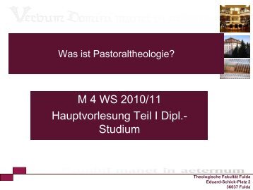 Modul 4: Einführung in die Pastoraltheologie - Theologische ...