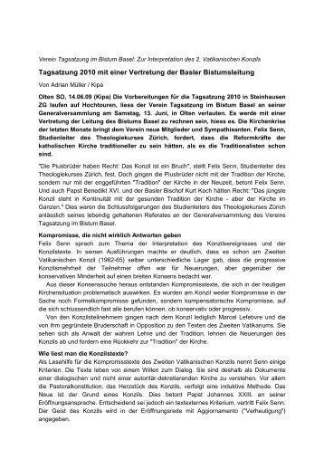 Tagsatzung 2010 mit einer Vertretung der Basler Bistumsleitung