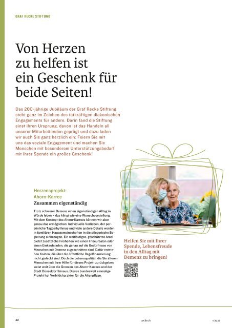recke:in - Das Magazin der Graf Recke Stiftung Ausgabe 1/2022