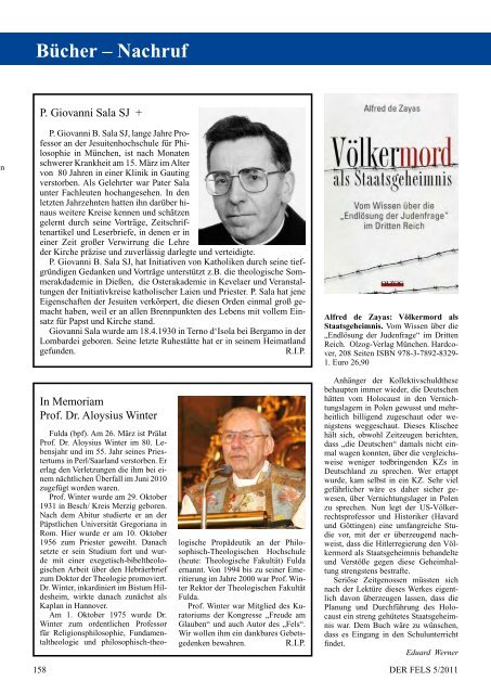 Katholisches Wort in die Zeit 42. Jahr Mai 2011 - Der Fels