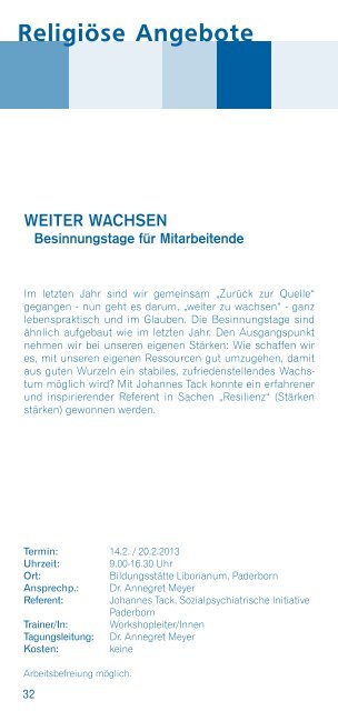 Heft Mitarbeiterbildung 1/13 - Erzbistum Paderborn