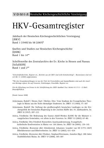 HKV-Gesamtregister - Hessische Kirchengeschichtliche Vereinigung