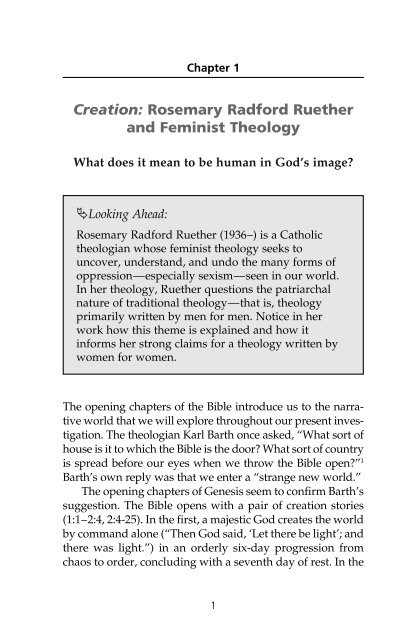 Creation: Rosemary Radford Ruether and Feminist Theology