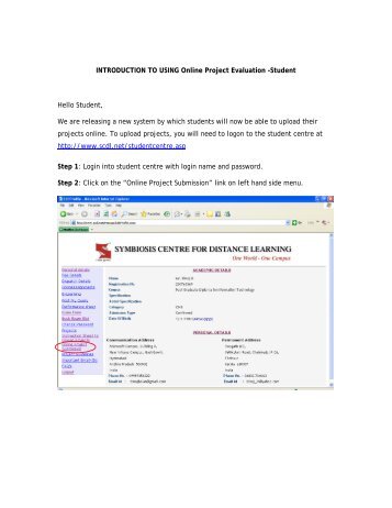 INTRODUCTION TO USING Online Project Evaluation ... - SCDL