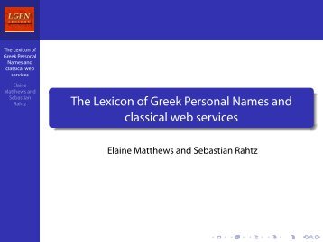 Presentation (PDF) - Digital Classicist