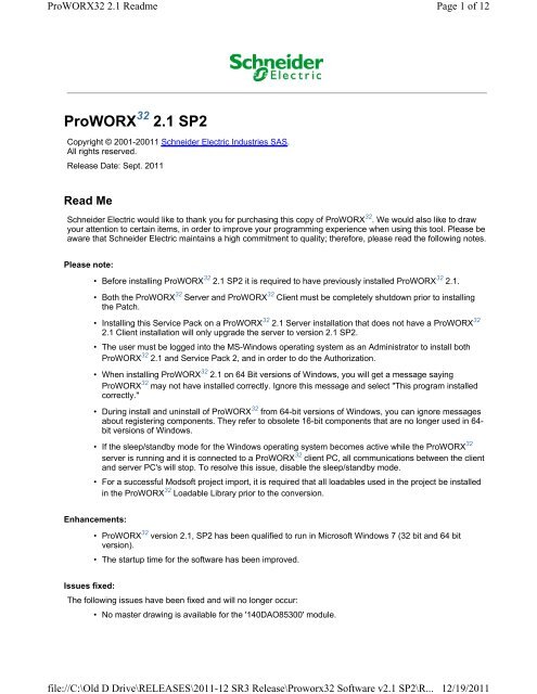 ProWORX 2.1 SP2