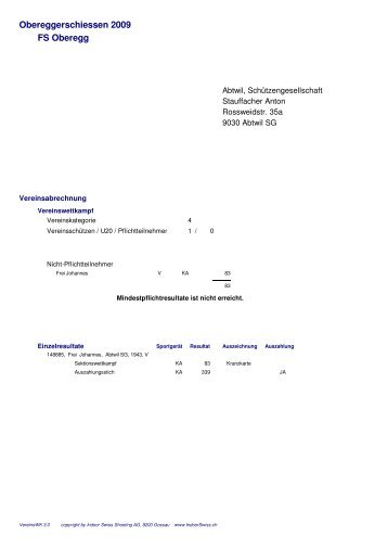 Sektionsauszüge - Feldschützen Oberegg