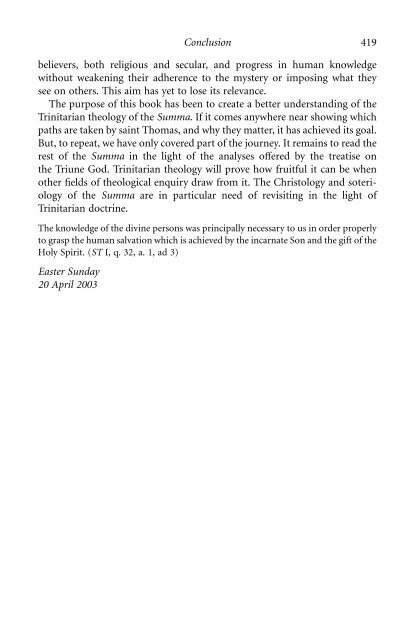 The Trinitarian Theology of Saint Thomas Aquinas - El Camino ...