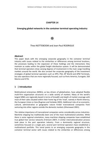 Emerging global networks in the container terminal ... - Hofstra People