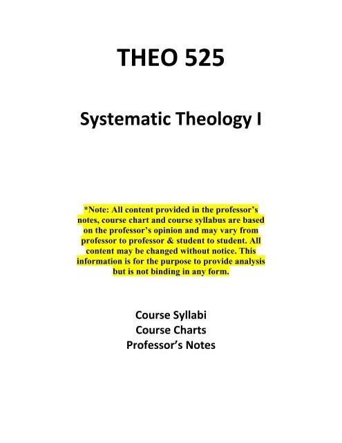 Systematic Theology Chart