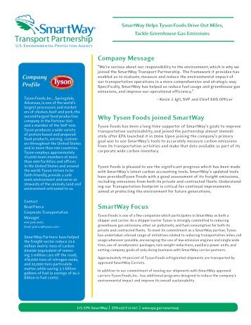 SmartWay Partner Profile: Tyson Foods, Inc. (EPA-420-F-12-065 ...