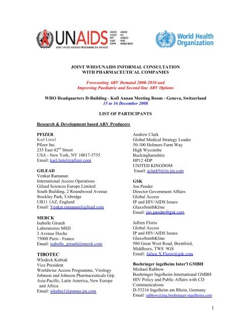 Tibotec 1 World Health Organization
