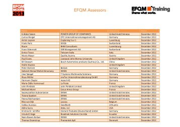 EFQM 2013 Excellence Assessors