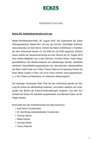 1 PRESSEMITTEILUNG Eckes AG: Aufsichtsrat formiert sich neu ...