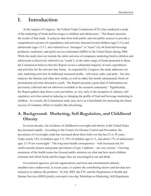 Marketing Food to Children and Adolescents - Federal Trade ...