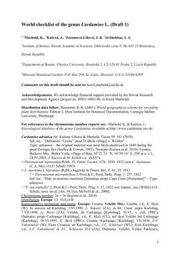 World checklist of the genus Cardamine L. (Draft 1) - institute of ...