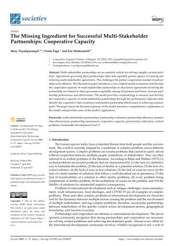 The Missing Ingredient for Successful Multi-Stakeholder Partnerships