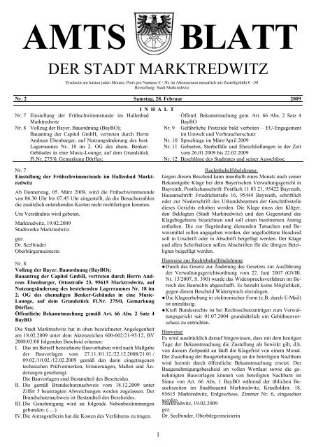 AMTS BLATT - Stadt Marktredwitz